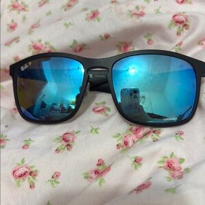 Ray Ban Chromance Black Sunglasses with Blue Lenses